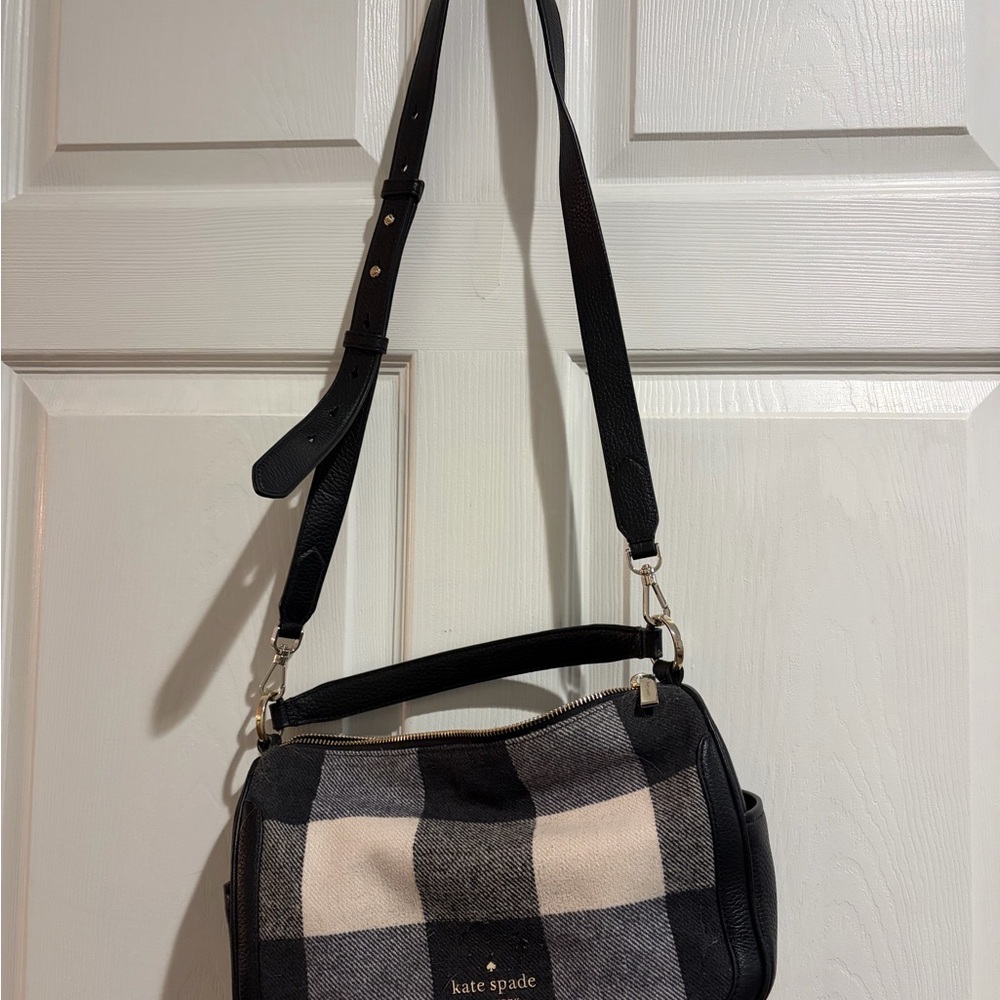 Kate Spade Black and White Checkered Crossbody Bag